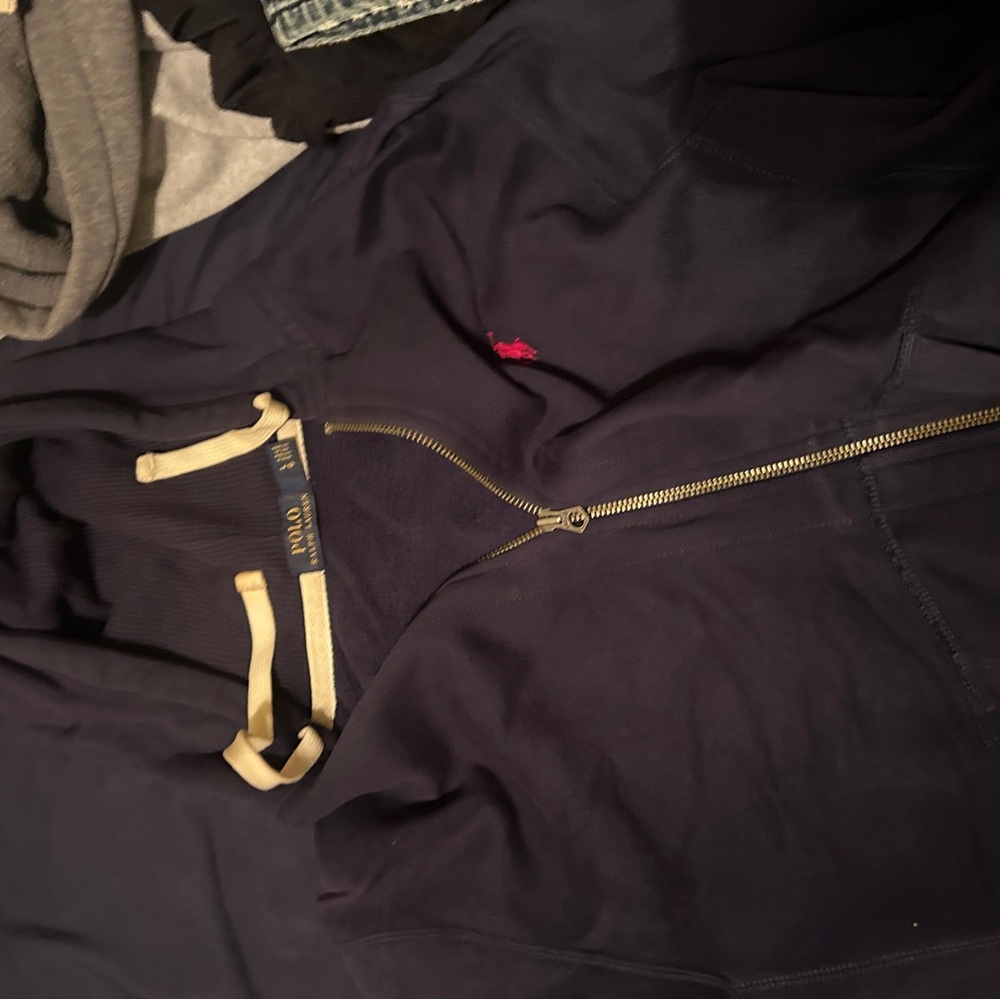 navy and gray polo rl hoodies